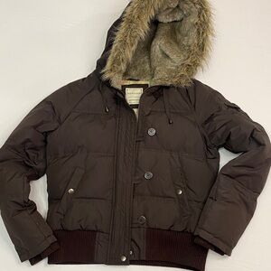 Heritage Y2K Chocolate Brown Hooded Puffer Jacket with Faux Fur